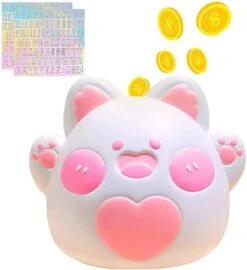 Piggy Bank, Briuhap Cute Cat Piggy Bank For Girls Boys, Unbreakable Plastic Money Coin Bank With DIY Letter Stickers, Great Gifts For Birthday, Christmas, Baby Shower (White) 15 Piggy Bank, Briuhap Cute Cat Piggy Bank For Girls Boys, Unbreakable Plastic Money Coin Bank With DIY Letter Stickers, Great Gifts For Birthday, Christmas, Baby Shower (White) -Folkmanis Toys Shop 41ZDA80HmyL. AC