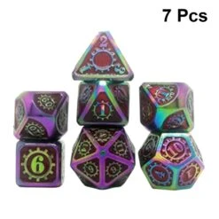 TOYANDONA Preschool Toys Preschool Toys Preschool Toys 7Pcs Metal Polyhedron Dices Decorative Number Dices Dice Table Board Game Supplies For Party Divination Tarot Red RPG Dice RPG Dice RPG Dice