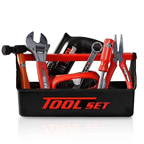 Playkidz Tool Box For Kids 22-Piece Boys & Girls Construction Toy Playset W/Carry Chest, Working Push Button Power Drill, Hammer, Screwdriver, Wrench, Pliers, Saw & Other Realistic Tools Ages 3+ 4 Playkidz Tool Box For Kids 22-Piece Boys & Girls Construction Toy Playset W/Carry Chest, Working Push Button Power Drill, Hammer, Screwdriver, Wrench, Pliers, Saw & Other Realistic Tools Ages 3+ - Image 2