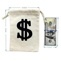 6pack 6.3 X 9 Inches Money Bags Money Bag Prop Money Bag Dollar Money Bag Costume Sign Carrying Sack For Toy Party Favor, Bank Robber Pirate Cowboy Cosplay Theme Party