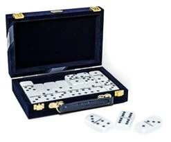 Bello Games New York, Inc. Fashion Avenue Designer Double Six Black Professional Jumbo Size Tournament Dominoes Set With Spinners