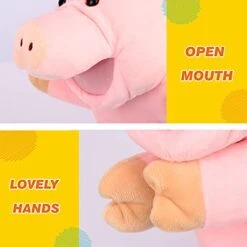 Easfan Pig Hand Puppet With Movable Mouth And Arms Role Play Storytelling Interactive Game Preschool Teaching Toy Gifts For Kids Birthday Christmas Pink 10'' -Folkmanis Toys Shop 41Zs4NHo5wS