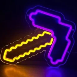GENERIC Mine Neon Sign Pickaxe Light Adjustable Lighting For Wall Decor Led MCERS Neon Light For Boys Bedroom Kids Room Gamer Room Decor -Folkmanis Toys Shop 41aHzx74VGL. AC