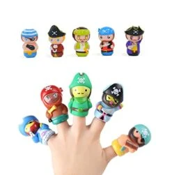 Ai-Fun 10PCS Holidays Themed Christmas Halloween Finger Puppets Colorful Finger Hands Party Toys Characters Finger Puppets For Kids Adults (Pirate Finger Puppets)