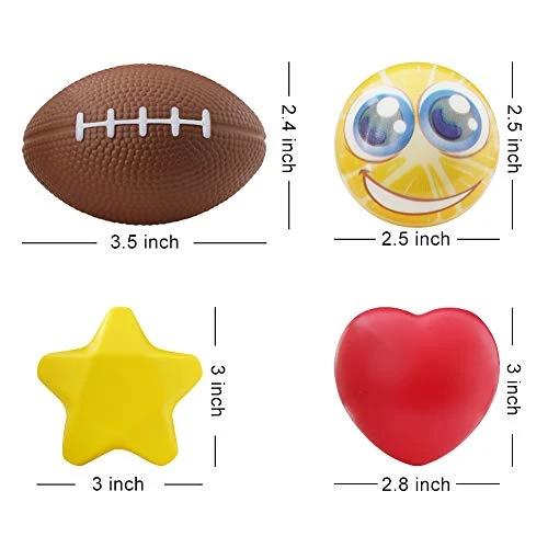 LovesTown 24 PCS Stress Balls Bulk, Sport Stress Balls For Adults Kids Foam Squeeze Balls Stress Relief Assorted Designs Treasure Box Toys For Party Classroom Students Prize 3 LovesTown 24 PCS Stress Balls Bulk, Sport Stress Balls For Adults Kids Foam Squeeze Balls Stress Relief Assorted Designs Treasure Box Toys For Party Classroom Students Prize