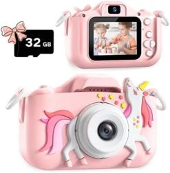 Dwfit Upgrade Dinosaur Kids Camera, Christmas Birthday Gifts For Boys Girls Age 3-12, HD Kids Digital Video Cameras For Toddler With Cartoon Soft Silicone Cover, Portable Toy For 3 4 5 6 7 8 Years Old -Folkmanis Toys Shop 41b2NJS9GRL. AC