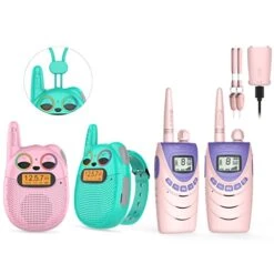 Qniglo Walkie Talkies For Kids Rechargeable 4 Pack,Christmas Birthday Gifts Toys For Age 3-12 Boys Girls, Long Range Kids Walky Talky With FM Radios For Family Kids Adventure Camping Hiking Spy Games