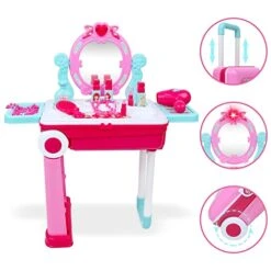 DeAO Little Girls Makeup Table Set Princess Vanity Set For Girls Dressing Girls Play Makeup Set Suitcase 2 In 1 Portable Role Play Set Pink 10 DeAO Little Girls Makeup Table Set Princess Vanity Set For Girls Dressing Girls Play Makeup Set Suitcase 2 In 1 Portable Role Play Set Pink -Folkmanis Toys Shop 41bCidmoF7L