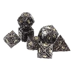 VBESTLIFE Polyhedral Dices Set, 7pcs Hollow Brass Dice Set Coating Clear Number Polyhedral Rolling Dice Toy Polyhedral Dice For Game Collectible Card Games