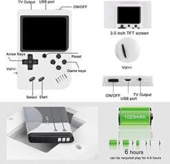 GENERIC Retro Handheld Game Console, Portable Video Game Console For Children With 400 Classical FC Games 3.0-Inch Screen 1020mAh Rechargeable Battery Support For TV Connection And Two Players (White) 11 GENERIC Retro Handheld Game Console, Portable Video Game Console For Children With 400 Classical FC Games 3.0-Inch Screen 1020mAh Rechargeable Battery Support For TV Connection And Two Players (White) -Folkmanis Toys Shop 41ctpyHSEKL