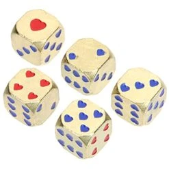 Zerodeko 5Pcs Metal Dice Set, D6 Dice Love Heart Dice Toys Colorful Dice Table Board Game Dice Role Game Props Math Learning Supplies Party Game Favors For Valentine, Bar, KTV (2)