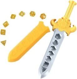 Dice Dagger With 7PCS D20 Dice Dungeons And Dragons Dice Set DND Dice Holder Polyhedral Dice Gift Sword D&D Dice Scabbard Dice Box Sword Dagger Polyhedral Dice Storage Yellow Scabbard Green Dice -Folkmanis Toys Shop 41dJ2OrDbRL. AC