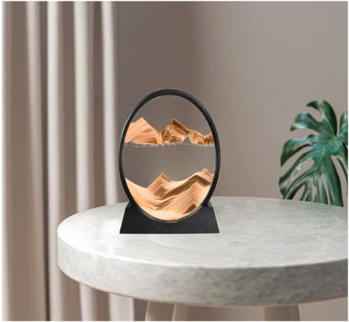 3D Moving Sand Art Picture Decor, Deep Sea Sandscape Liquid Motion, Round Glass, Mobile Sand Painting Relaxing Gifts, Large Desktop Decorations/Toys For Adults And Children(7 Inch, Yellow) 7 3D Moving Sand Art Picture Decor, Deep Sea Sandscape Liquid Motion, Round Glass, Mobile Sand Painting Relaxing Gifts, Large Desktop Decorations/Toys For Adults And Children(7 Inch, Yellow) - Image 5