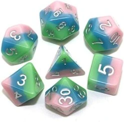 7PCS Polyhedral DND Dice, D&D Dice Set Translucent Tricolour Resin Dice With 3 Overlays For Role Playing Dice Games As DND RPG MTG Table Games (White Violet Blue) -Folkmanis Toys Shop 41dvR iZzL. AC