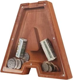 Piggy Bank For Kids Boys Girls,Wooden Letter Piggy Bank With 26 Enlish Alphabet,50 Animal Stickers,1 Number Sticker, A Small Screwdriver,Saving Box DIY Money Saving Bank(A) -Folkmanis Toys Shop 41e9 arEnyL. AC