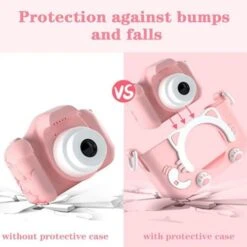 KASMY Kid's Camera Toy For Girls Aged 3-12, Kid's HD Cartoon Digital Camcorder With Soft Silicone Lid, Kid's Christmas Birthday Gift, Suitable For Photosand Games -32GB SD Card （Pink） -Folkmanis Toys Shop 41eMi0vfTeL