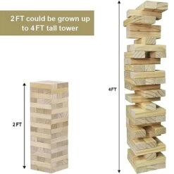Juegoal 54 Piece Giant Tumble Tower, Wooden Block Game With Gameboard, Canvas Bag For Outdoor Yard Playing,6.9 X 6.9 X 24 Inches 15 Juegoal 54 Piece Giant Tumble Tower, Wooden Block Game With Gameboard, Canvas Bag For Outdoor Yard Playing,6.9 X 6.9 X 24 Inches -Folkmanis Toys Shop 41eR8Y3iMGL