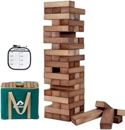 ApudArmis Giant Tumble Tower (Stack From 2Ft To Over 4.2Ft), 54 PCS Pine Wooden Stacking Timber Game With 1 Dice Set - Classic Block Giant Outdoor Game For Teens Adults Family (Gray) 15 ApudArmis Giant Tumble Tower (Stack From 2Ft To Over 4.2Ft), 54 PCS Pine Wooden Stacking Timber Game With 1 Dice Set - Classic Block Giant Outdoor Game For Teens Adults Family (Gray) -Folkmanis Toys Shop 41eincWlaLL. AC