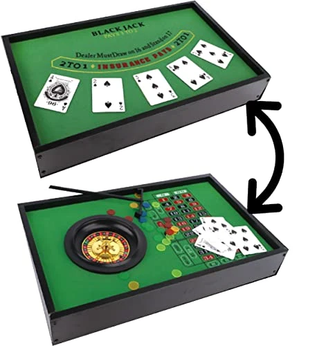 Matty's Toy Stop Deluxe 2 In 1 Casino Games Featuring Blackjack And Roulette Wooden 20" Tabletop Set With Felt 4 Matty's Toy Stop Deluxe 2 In 1 Casino Games Featuring Blackjack And Roulette Wooden 20" Tabletop Set With Felt - Image 2