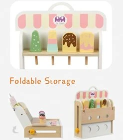 Wooden Ice Cream Toy Play Set, Ice Cream Cart Shop Stand Toys For Toddlers, Montessori Play Kitchen Accessories Wooden Food Set For Kids, Pretend Play For Toddlers -Folkmanis Toys Shop 41fApJOWnYL