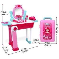 DeAO Little Girls Makeup Table Set Princess Vanity Set For Girls Dressing Girls Play Makeup Set Suitcase 2 In 1 Portable Role Play Set Pink 9 DeAO Little Girls Makeup Table Set Princess Vanity Set For Girls Dressing Girls Play Makeup Set Suitcase 2 In 1 Portable Role Play Set Pink -Folkmanis Toys Shop 41fM5dv761L