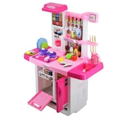 DeAO My Little Chef Kitchen Playset Role Playing Game With Touchscreen Panel, Water Features And 50 Accessories Included (Pink) -Folkmanis Toys Shop 41fbWfUR1GL