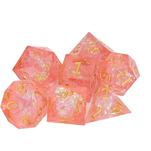 Keenso Dice Set, 7pcs Dice Kit Incisive Edge Epoxy Resin Multi Faceted Pink Translucent Dice Set For Game (Gold Number) Fishing Toys, Toy Tents, Desktop Interactive Toys 3 Keenso Dice Set, 7pcs Dice Kit Incisive Edge Epoxy Resin Multi Faceted Pink Translucent Dice Set For Game (Gold Number) Fishing Toys, Toy Tents, Desktop Interactive Toys