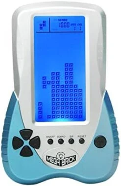 HLF New Brick Game Console Large Screen Blue Backlight Brightness Can Be Adjusted Build In 23 Game Compatible With Lithium Battery And AAA Batteries Can Plug In Headphone (Blue) -Folkmanis Toys Shop 41hFGMoiUpL. AC