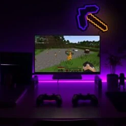 GENERIC Mine Neon Sign Pickaxe Light Adjustable Lighting For Wall Decor Led MCERS Neon Light For Boys Bedroom Kids Room Gamer Room Decor -Folkmanis Toys Shop 41hRuoA6HfL