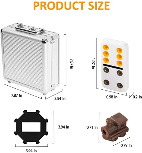PLAYWUS Double 12 Coloured Dot Dominoes Mexican Train Game Set With Aluminum Case, 91 Tiles 9 Trains, Scoreboard, Octagon Shape Hub 6 PLAYWUS Double 12 Coloured Dot Dominoes Mexican Train Game Set With Aluminum Case, 91 Tiles 9 Trains, Scoreboard, Octagon Shape Hub - Image 4