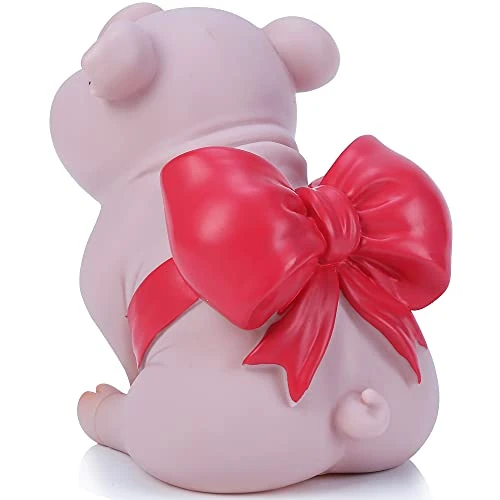 Piggy Bank With Red Bow-Knot, H&W Lovely Pig Coin Bank, Creative Shatterproof Gift Money Bank, Can Store 1000 Coins 4 Piggy Bank With Red Bow-Knot, H&W Lovely Pig Coin Bank, Creative Shatterproof Gift Money Bank, Can Store 1000 Coins - Image 2