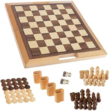 Hey! Play! 7-in-1 Classic Wooden Board Game Set – Old Fashioned Family Game Night Cards, Dice, Chess, Checkers, Backgammon, Dominoes And Cribbage (12-HY2691) 8 Hey! Play! 7-in-1 Classic Wooden Board Game Set – Old Fashioned Family Game Night Cards, Dice, Chess, Checkers, Backgammon, Dominoes And Cribbage (12-HY2691) - Image 6