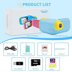 YTETCN Kids Camcorder - Kids Video Camera With 32 GB SD Card, 1080P HD Camera Digital Camcorder Toys For Kids Age 3-8, Birthday & Christmas Gifts For 3 4 5 6 7 8 Years Old (Blue) -Folkmanis Toys Shop 41i1AUu2c6L