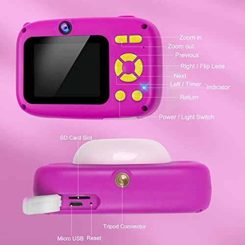 Elimiic Kids Camera Toys - Upgrade Selfie Camera For 4-8 Year Old Girls, Time Lapse Camera With 32G Memory Card For Girls Age 3-6 (Red) 6 Elimiic Kids Camera Toys - Upgrade Selfie Camera For 4-8 Year Old Girls, Time Lapse Camera With 32G Memory Card For Girls Age 3-6 (Red) - Image 4