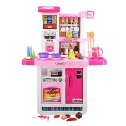 DeAO My Little Chef Kitchen Playset Role Playing Game With Touchscreen Panel, Water Features And 50 Accessories Included (Pink) -Folkmanis Toys Shop 41iqLBngpLL