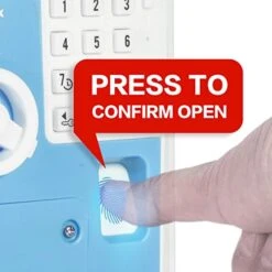 Toy Safe Box, Electronic ATM Piggy Bank, Money Coin Savings Bank, Finger Print Scanner Lock, Great Gift For Children Kids (Blue/White) -Folkmanis Toys Shop 41iqqzLPtpL