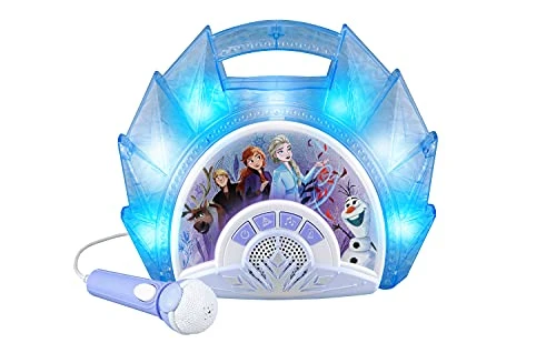 EKids Frozen Sing Along Boom Box Speaker With Microphone For Fans Of Frozen Toys For Girls, Kids Karaoke Machine With Built In Music And Flashing Lights, Blue, 3.5mm Audio Jack 3 EKids Frozen Sing Along Boom Box Speaker With Microphone For Fans Of Frozen Toys For Girls, Kids Karaoke Machine With Built In Music And Flashing Lights, Blue, 3.5mm Audio Jack