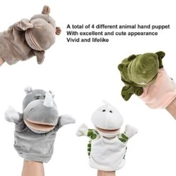 Animal Puppet Toy, Short Plush Flexible Mouth 4pcs Skin Friendly Hand Puppet Set For Storytelling