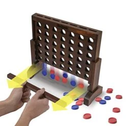 GoSports 1 Foot Width Premium 4 In A Row Game, Choose Between Classic White Or Dark Stain – With Connect Coins, Portable Case And Rules -Folkmanis Toys Shop 41j9Zuqs2HL