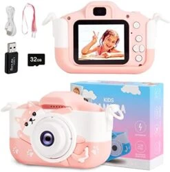 OMOTIYA Kids Camera, 1080P HD Digital Video Camcorder Camera/Upgrade Selfie Camera With Dog Soft Silicone Cover, For Boys/Girls Age 3-12, Birthday Gifts With 32GB TF Card Blue -Folkmanis Toys Shop 41jXYzOSqL. AC