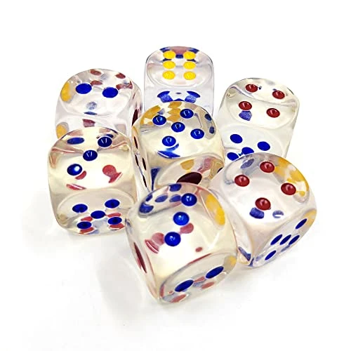 GFDay 24mm Jumbo Dice With Colored Dots, 6-Sided Transparent Dice, Fun Six-Sided Gaming Dice For Farkle, Ten Thousand, Cho-Han And Other Dice Games (Set Of 10) 3 GFDay 24mm Jumbo Dice With Colored Dots, 6-Sided Transparent Dice, Fun Six-Sided Gaming Dice For Farkle, Ten Thousand, Cho-Han And Other Dice Games (Set Of 10)