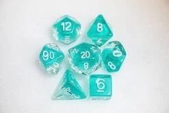 Sharp Edge Dice Set For DND For Dungeons And Dragons Ttrpg Games, Multi-Sided RPG Polyhedral Resin Roleplaying Games (Teal Ribbon)