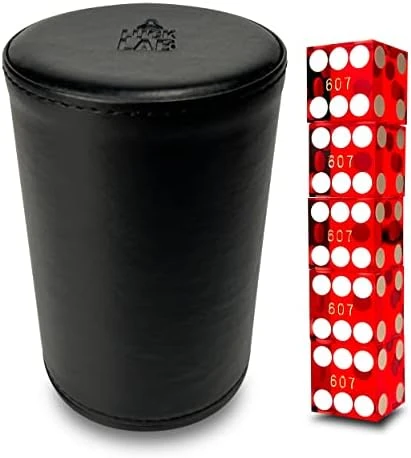 Luck Lab Black Leather Dice Stacking Cup With 5 Serialized Razor Edge 19 Mm Casino Dice - Pro Straight Cup For Stacking And Magic Tricks (Blue Dice) 9 Luck Lab Black Leather Dice Stacking Cup With 5 Serialized Razor Edge 19 Mm Casino Dice - Pro Straight Cup For Stacking And Magic Tricks (Blue Dice) - Image 7