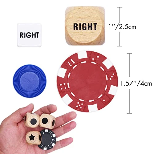 Bilywey Upgrade Left Right Center Dice Game Set With 3Pcs Beech Wood Dices + 36Pcs 11.5g Poker Chips (Red) 4 Bilywey Upgrade Left Right Center Dice Game Set With 3Pcs Beech Wood Dices + 36Pcs 11.5g Poker Chips (Red) - Image 2