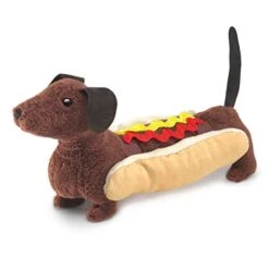 Folkmanis Hot Dog Finger Puppet, Brown, Tan, Cream, Yellow, Red