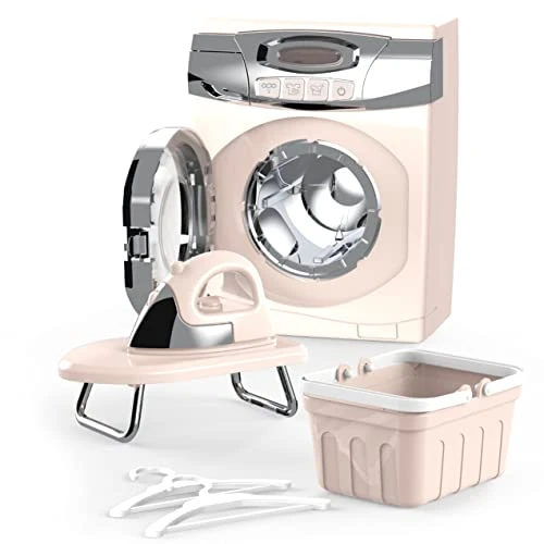 BRIGPICIOUS Toy Washing Machine Laundry Set For Kids,Pretend Toy Play Washer And Dryer Set Laundry Playset Machine For Kids,Toy Toddler Mini Washing Machine Little Washer(Apricot) 3 BRIGPICIOUS Toy Washing Machine Laundry Set For Kids,Pretend Toy Play Washer And Dryer Set Laundry Playset Machine For Kids,Toy Toddler Mini Washing Machine Little Washer(Apricot)