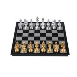 Crafted Chesspiece Portable Magnetic Chess Travel Chess Board Set With Folding Chess Game ABS Educational Toys For Kids Adults Beginner Chess Set In Toys ( Color : Gold , Size : Large )