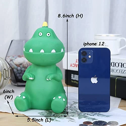 H&W Dinosaur Money Bank (Green), Shatterproof Tyrannosaurus Rex Piggy Bank, First Coin Bank, Best Christmas Birthday For Kids Boys Girls Home Decoration (WK27-D1) 4 H&W Dinosaur Money Bank (Green), Shatterproof Tyrannosaurus Rex Piggy Bank, First Coin Bank, Best Christmas Birthday For Kids Boys Girls Home Decoration (WK27-D1) - Image 2