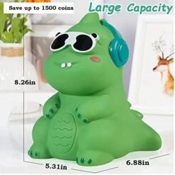 Dinosaur Piggy Bank For Kids, Large Capacity Creative Money Coin Bank, Plastic Shatterproof Cute Kids Piggy Bank For Boys Girls, Great Gifts For Birthday, Christmas, Baby Shower Home Decoration -Folkmanis Toys Shop 41lITExOVSL
