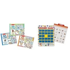 Melissa & Doug Seek & Find Sticker Pad 3-Pack & Flip To Win Travel Memory Game - Wooden Game Board, 7 Double-Sided Cards - Travel Games